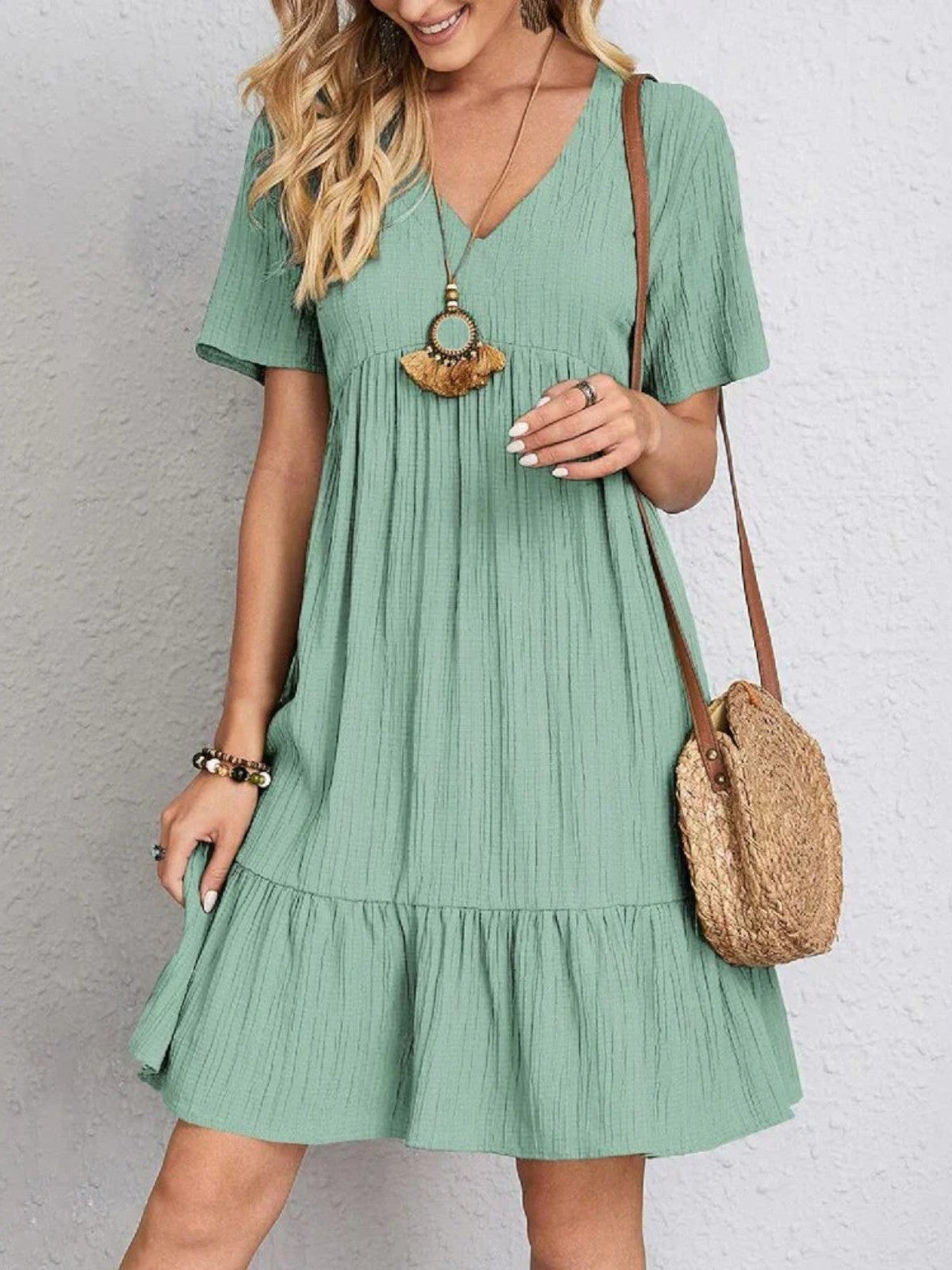 Audrey | Boho Ruffle Hem Mini Dress
