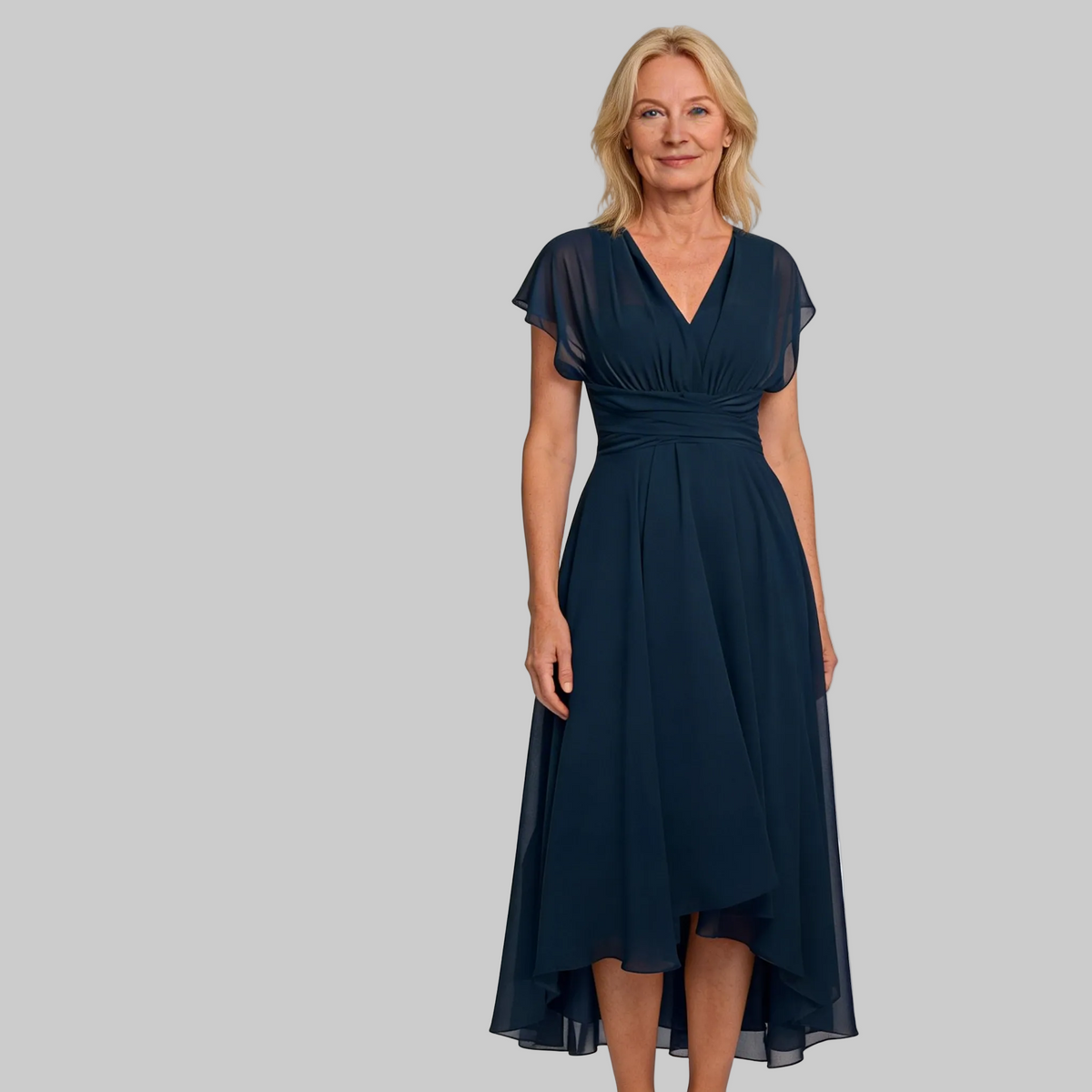 Evening dress with V-neck